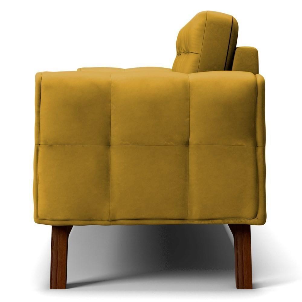 Sofá 180 Cm 3 Lugares Sandero C-279 Veludo Amarelo - Domi - 5