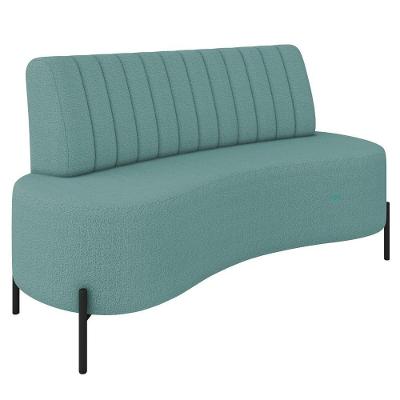 Sofá 2 Lugares 135cm Pés Aço Preto Tamar Z08 Boucle Azul - Mpozenato