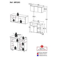 Kit Armário De Cozinha Aéreo 93cm Com Balcão Multiuso Fruteira Multimóveis Mp2283 Branco - 6