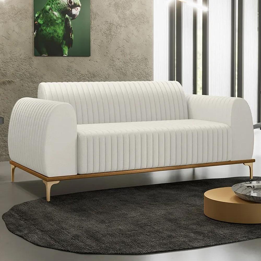 Sofá 150cm 2 Lugares Base Gold Molino D06 Linho C-367 Cru - Mpozenato - 2