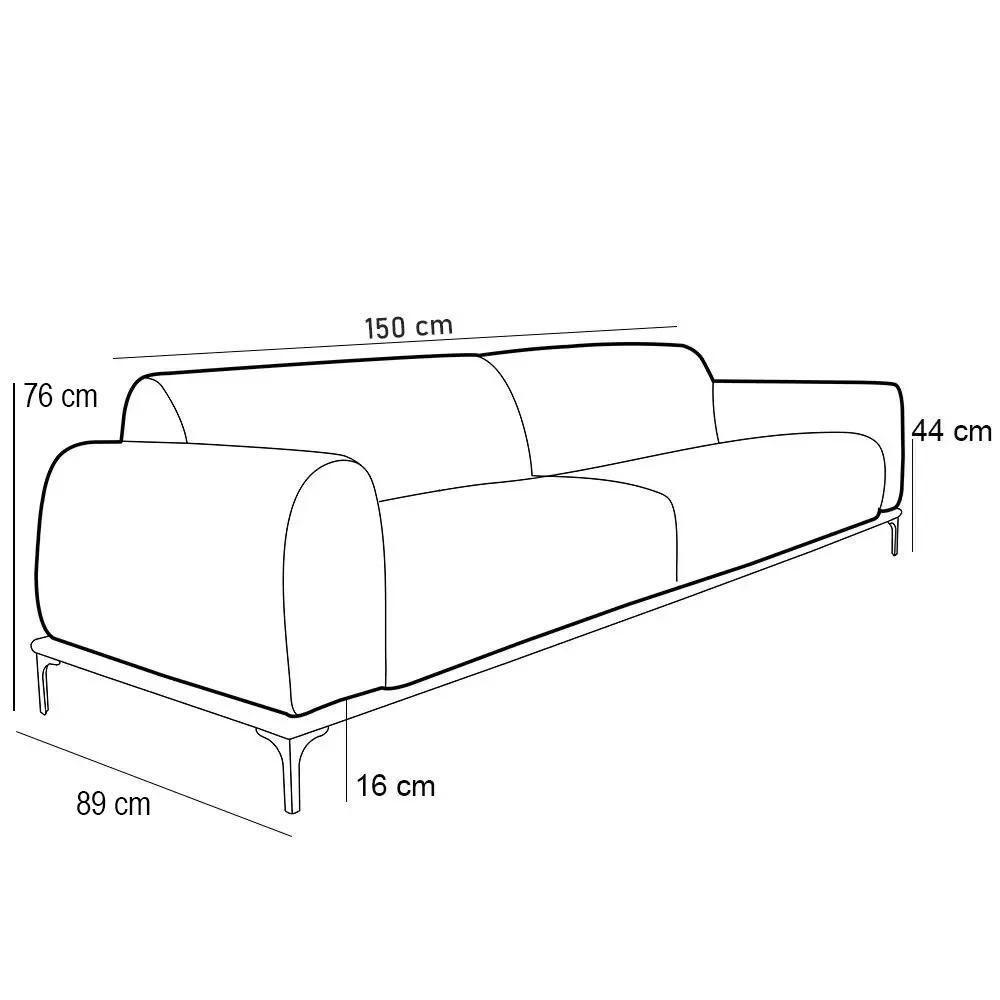 Sofá 150cm 2 Lugares Base Gold Molino D06 Linho C-367 Cru - Mpozenato - 4