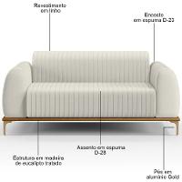 Sofá 150cm 2 Lugares Base Gold Molino D06 Linho C-367 Cru - Mpozenato - 3