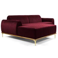 Sofá 350cm 6 Lugares Com Chaise Esquerdo Pés Gold Molino C-278 Veludo Marsala - Domi - 1