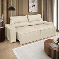 Sofá Reclinável Retrátil 3 Lugares Com Molas Balaqui Decor Bege - 1