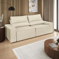 Sofá Reclinável Retrátil 3 Lugares Com Molas Balaqui Decor Bege - 2