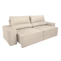 Sofá Reclinável Retrátil 3 Lugares Com Molas Balaqui Decor Bege - 6