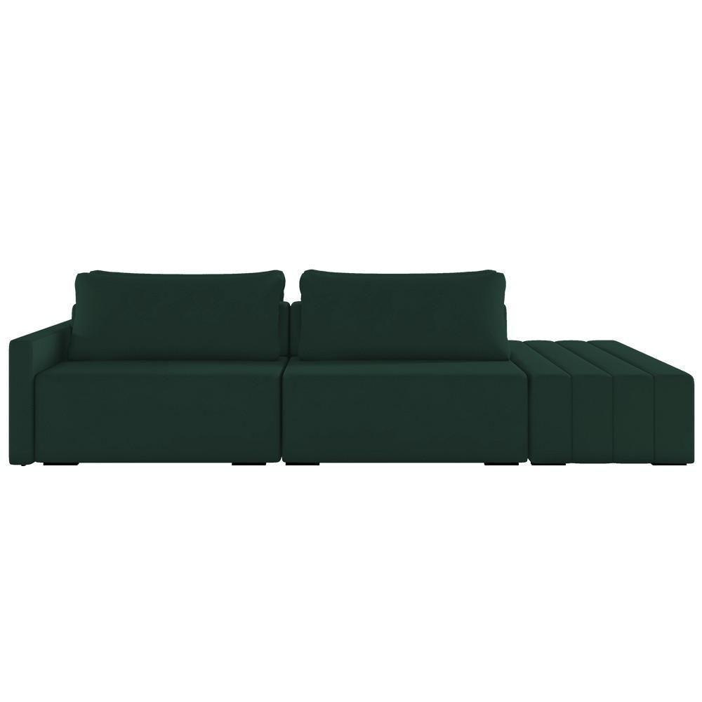 Sofá Ilha Modular Com Puff Para Sala Living 252cm Georgia Z08 Veludo Verde - Mpozenato - 7