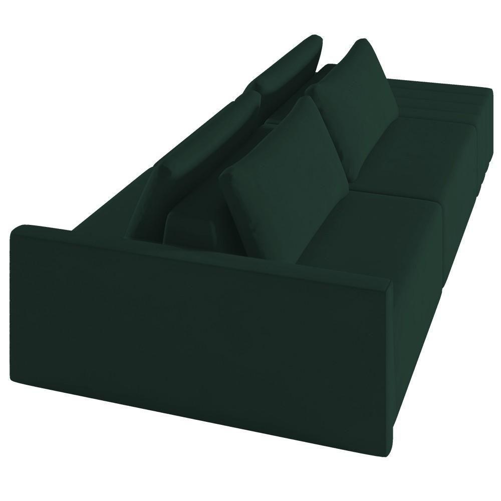 Sofá Ilha Modular Com Puff Para Sala Living 252cm Georgia Z08 Veludo Verde - Mpozenato - 8
