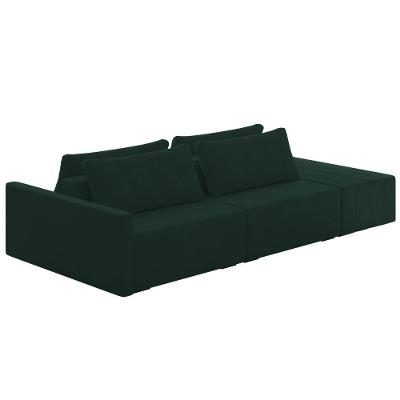 Sofá Ilha Modular Com Puff Para Sala Living 252cm Georgia Z08 Veludo Verde - Mpozenato