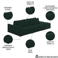 Sofá Ilha Modular Com Puff Para Sala Living 252cm Georgia Z08 Veludo Verde - Mpozenato - 3