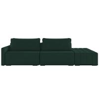 Sofá Ilha Modular Com Puff Para Sala Living 252cm Georgia Z08 Veludo Verde - Mpozenato - 7