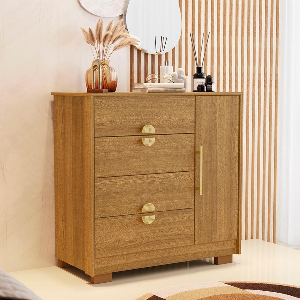 Cômoda Para Quarto 93cm Com 1 Porta Nara Nature V02 - Mpozenato - 2