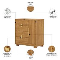 Cômoda Para Quarto 93cm Com 1 Porta Nara Nature V02 - Mpozenato - 3