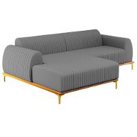 Sofá 245cm 4 Lugares Com Chaise Esquerdo Pés Gold Molino C-416 Linho Cinza Escuro - Domi - 1