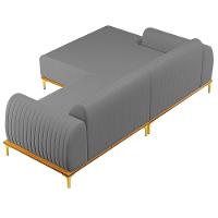 Sofá 245cm 4 Lugares Com Chaise Esquerdo Pés Gold Molino C-416 Linho Cinza Escuro - Domi - 5