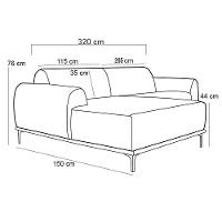 Sofá 320cm 5 Lugares Com Chaise Esquerdo Pés Gold Molino C-304 Veludo Azul Marinho - Domi
