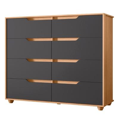 Cômoda para Quarto Doble Flex 8 Gavetas em MDF com Corrediça Telescópica Titânio Freijó