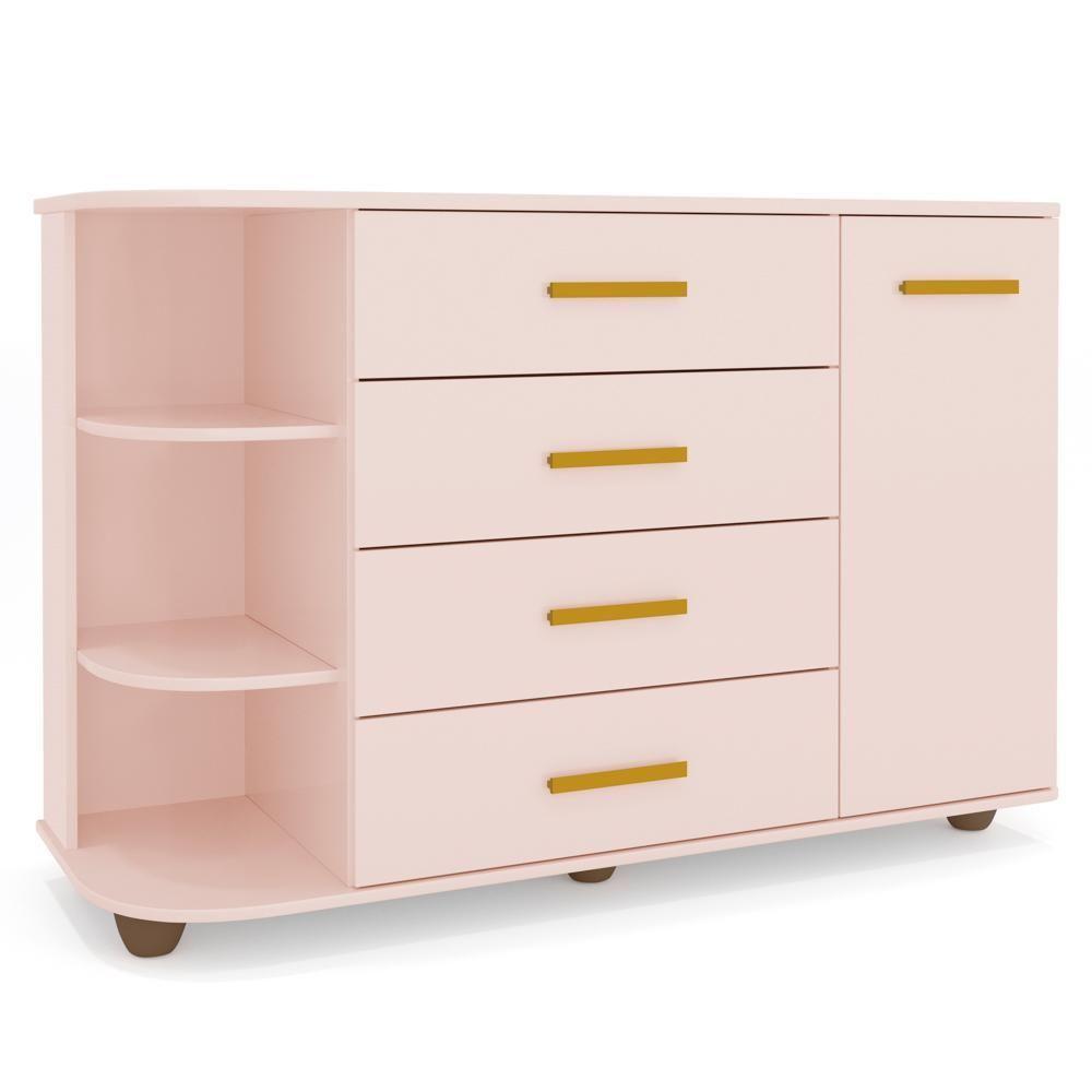 Cômoda Infantil Com Cantoneira E 4 Gavetas 100% Mdf New Lorena Rosê - Phoenix - 1
