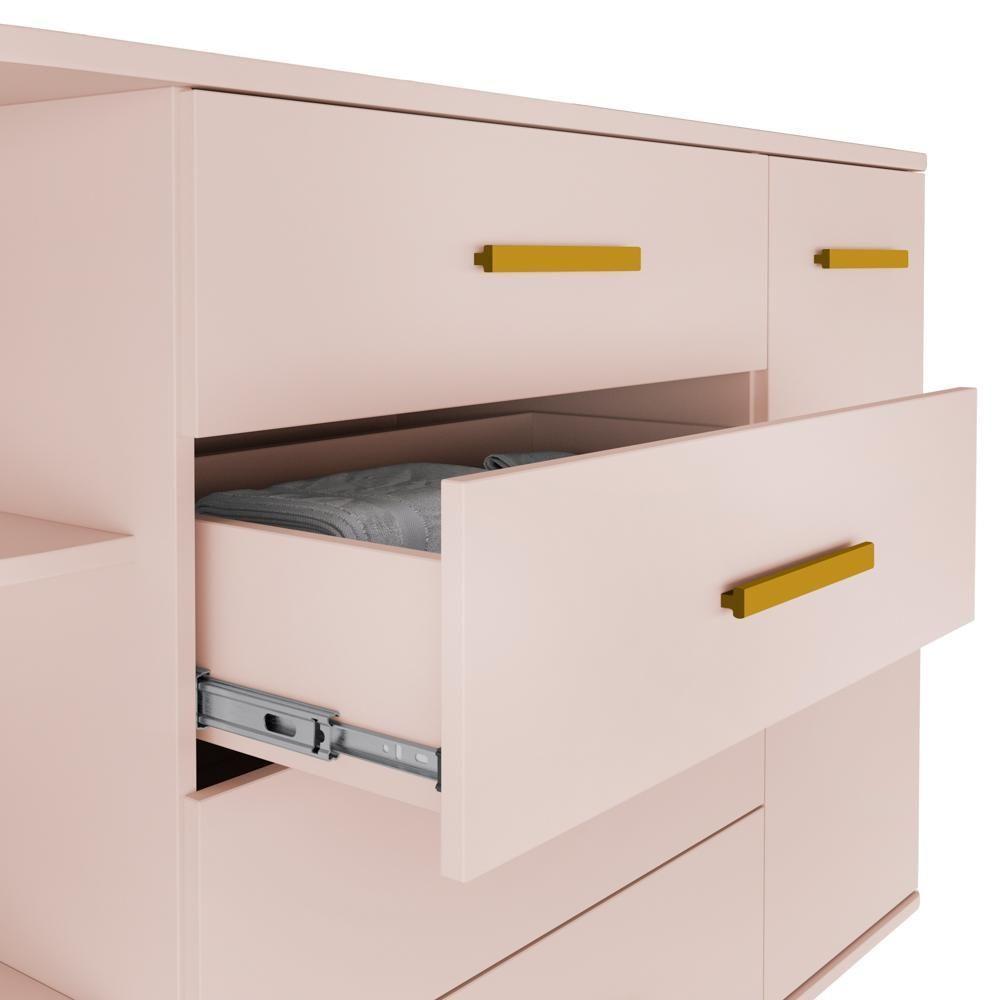 Cômoda Infantil Com Cantoneira E 4 Gavetas 100% Mdf New Lorena Rosê - Phoenix - 9