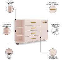 Cômoda Infantil Com Cantoneira E 4 Gavetas 100% Mdf New Lorena Rosê - Phoenix - 3