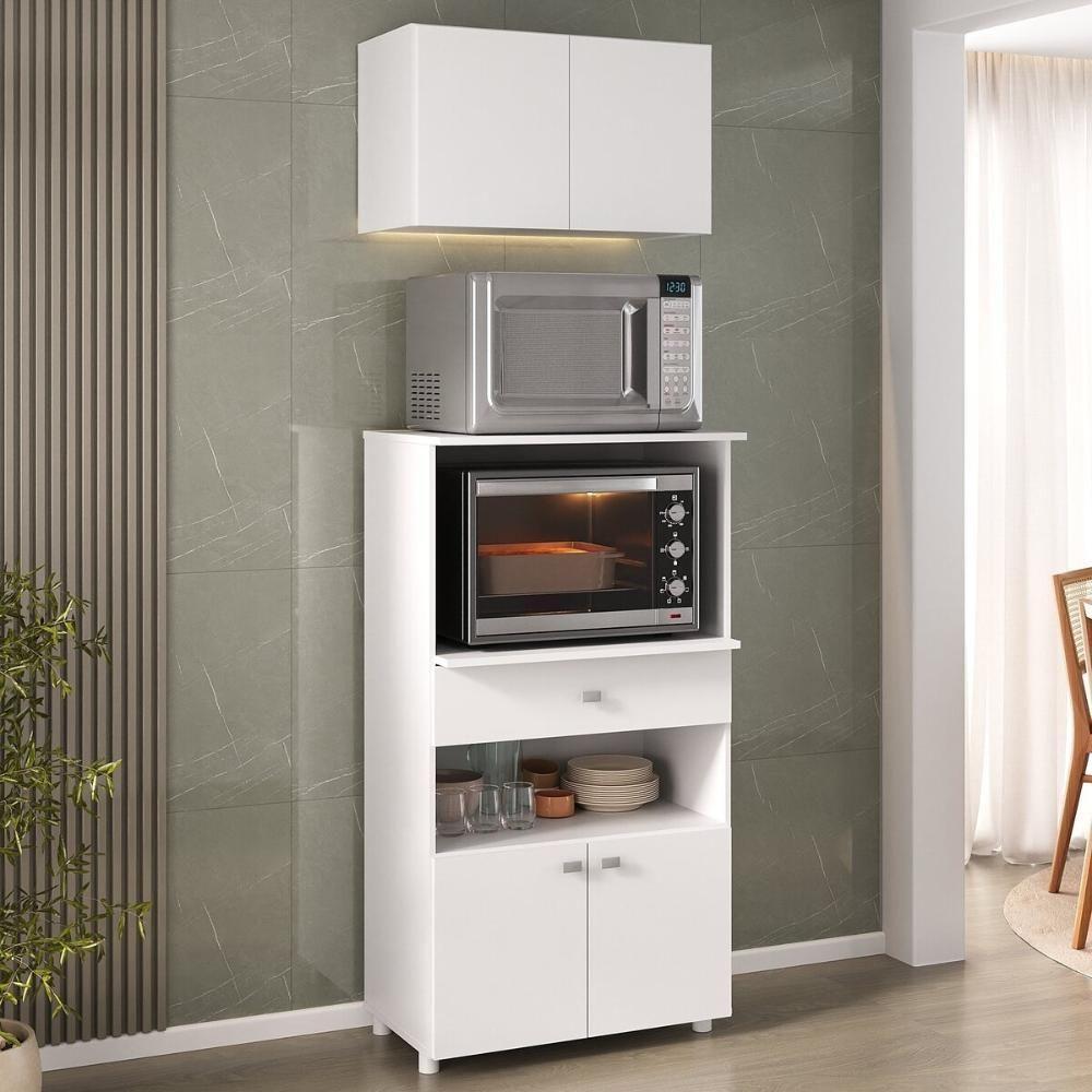 Kit Armário De Cozinha 62,5cm Com Balcão Para Forno/micro-ondas Multimóveis Mp2281 Branco - 1