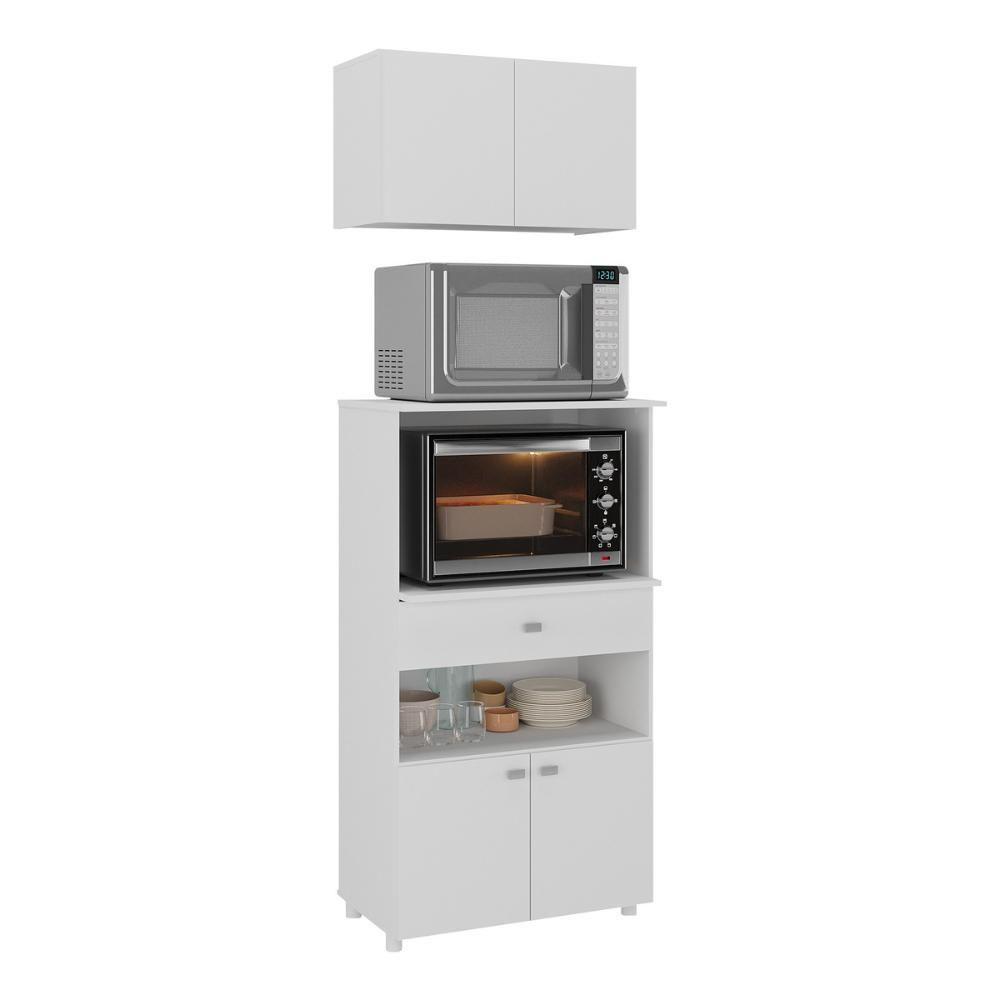 Kit Armário De Cozinha 62,5cm Com Balcão Para Forno/micro-ondas Multimóveis Mp2281 Branco - 2