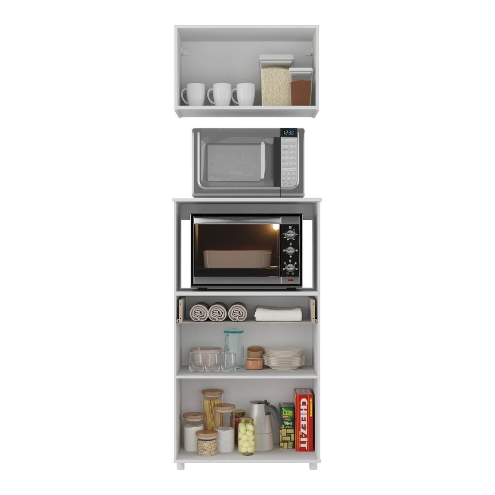 Kit Armário De Cozinha 62,5cm Com Balcão Para Forno/micro-ondas Multimóveis Mp2281 Branco - 5
