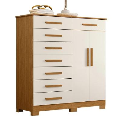 Cômoda para Quarto Verona 8 Gavetas em MDF com Puxadores em MDF Off White Cinamomo