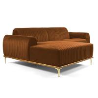 Sofá 230cm 4 Lugares Com Chaise Esquerdo Pés Gold Molino C-262 Veludo Telha - Domi - 1