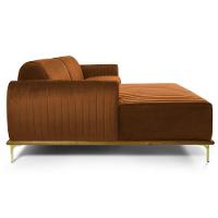 Sofá 230cm 4 Lugares Com Chaise Esquerdo Pés Gold Molino C-262 Veludo Telha - Domi - 6