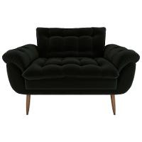 Sofá 2 Lugares Pequeno 1,25 Pés Em Madeira Maciça Xangai Veludo Preto Matrix Veludo Preto - 1