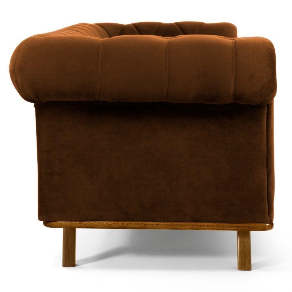 Sofá 210cm 3 Lugares Base Madeira Império C-262 Veludo Telha - Domi - 5