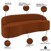 Sofá 5 Lugares Para Sala De Estar Living 300cm Theo D06 Veludo Laranja - Mpozenato - 3