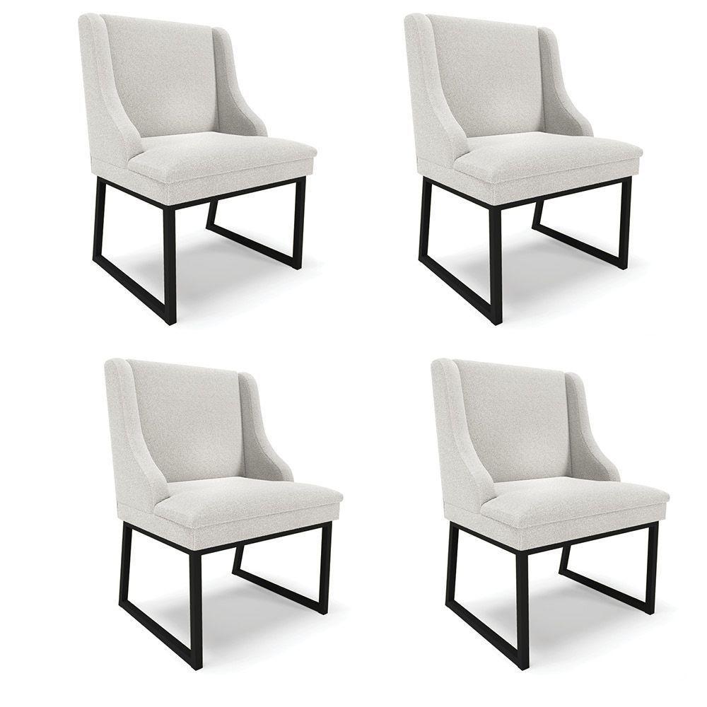 Cadeira Sala De Jantar Industrial Preto Kit 4 Liz Bouclê Cinza D03 - D'rossi - 1