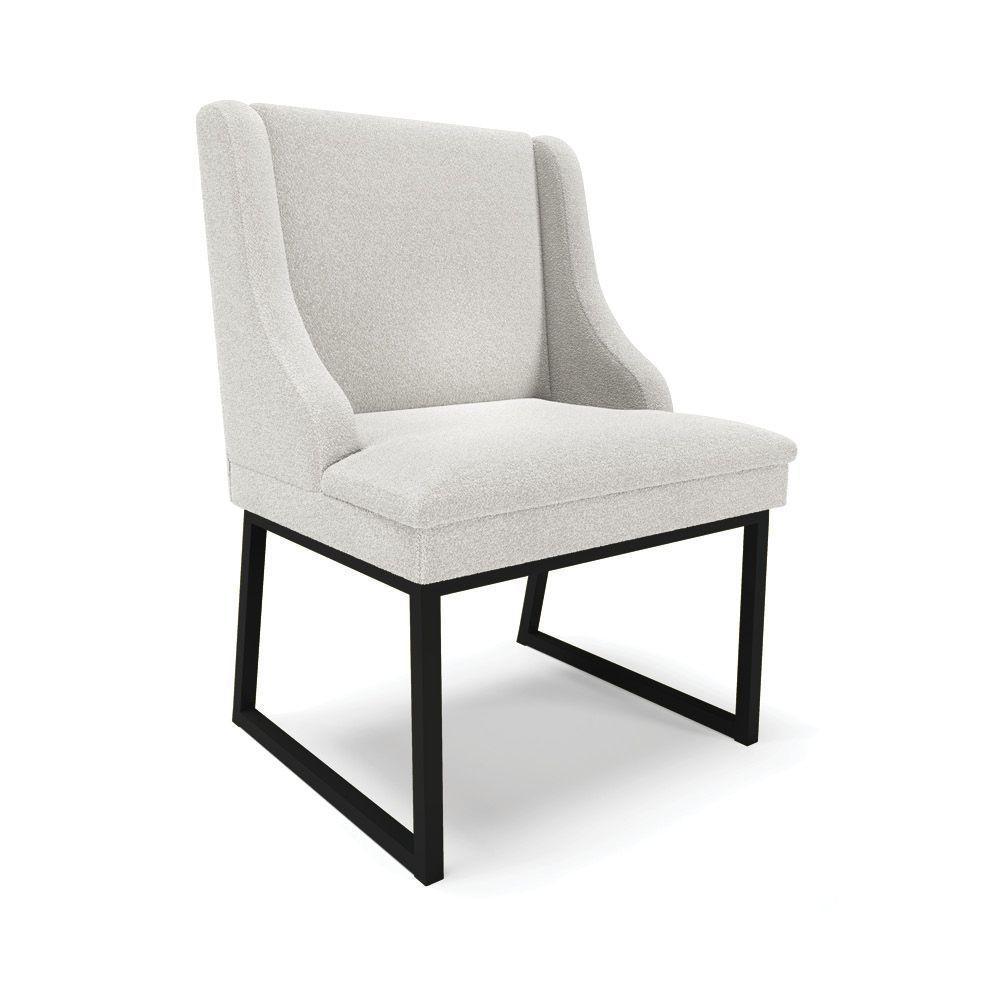 Cadeira Sala De Jantar Industrial Preto Kit 4 Liz Bouclê Cinza D03 - D'rossi - 5