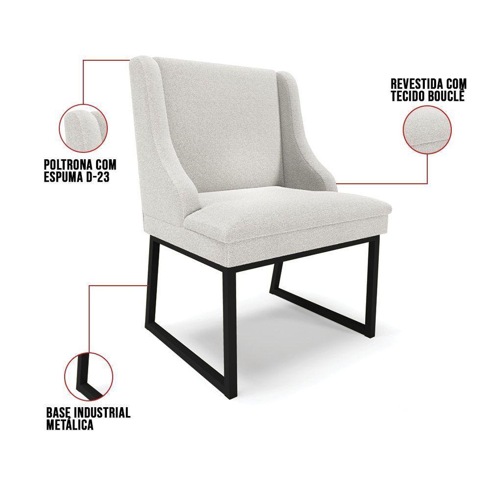 Cadeira Sala De Jantar Industrial Preto Kit 4 Liz Bouclê Cinza D03 - D'rossi - 6