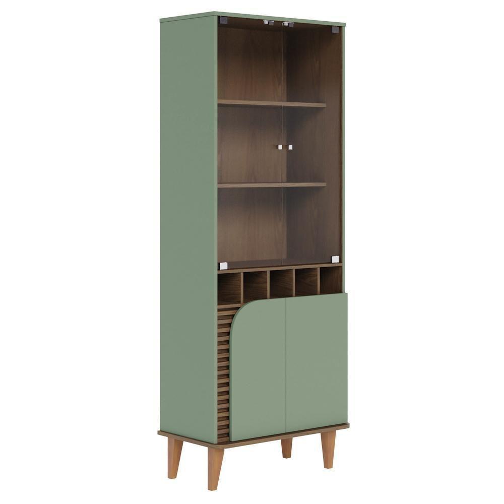 Cristaleira 4 Portas Com Adega Madrid C05 Hortelã-amêndoa - Mpozenato - 1