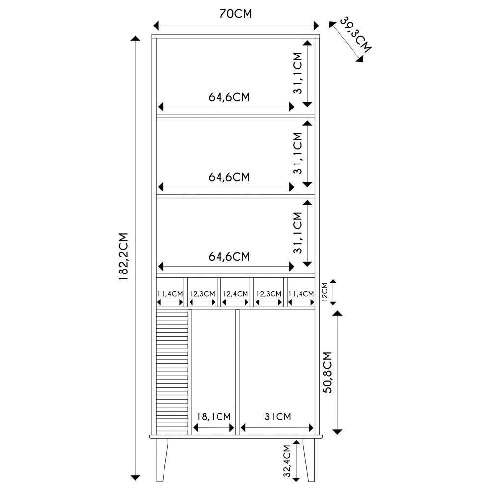 Cristaleira 4 Portas Com Adega Madrid C05 Hortelã-amêndoa - Mpozenato - 4