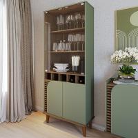 Cristaleira 4 Portas Com Adega Madrid C05 Hortelã-amêndoa - Mpozenato - 2