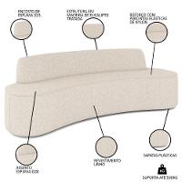 Sofá 5 Lugares Para Sala De Estar Living 280cm Koane D06 Linho Pérola - Mpozenato - 3