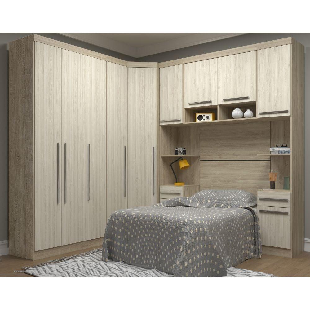 Jogo De Quarto Solteiro Modulado 029 Master Avelã Rústico/ártico Rústico - Eucamóveis - 1