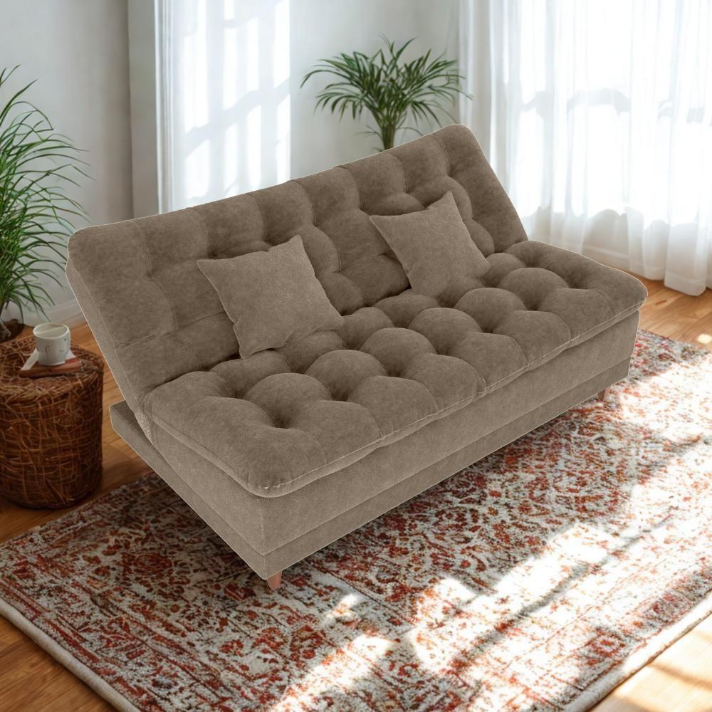 Sofa Cama 2 Lugares 185 Cm Duda Tecido Boucle F498 Milani Store Marrom - 8