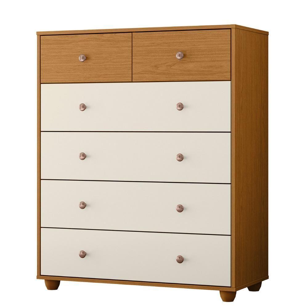 Cômoda Para Quarto 6 Gavetas 90cm Vittoria Off-cinamomo - Albatroz - 1