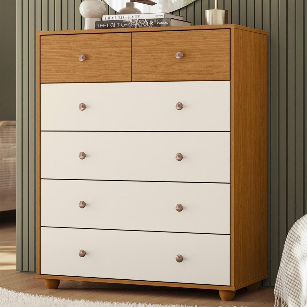 Cômoda Para Quarto 6 Gavetas 90cm Vittoria Off-cinamomo - Albatroz - 2