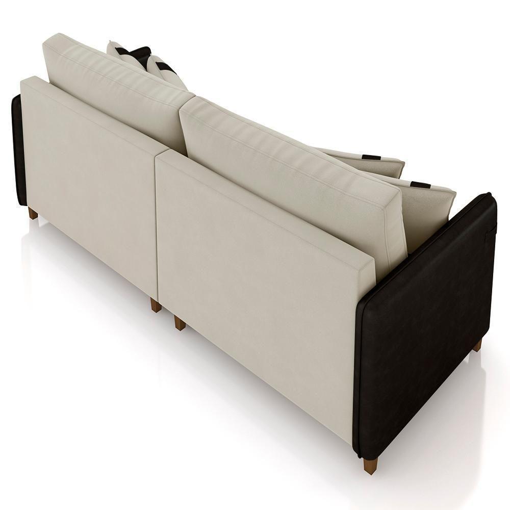 Sofá 4 Lugares Living 252cm Zoe Z08 Veludo Bege/preto - Mpozenato - 7