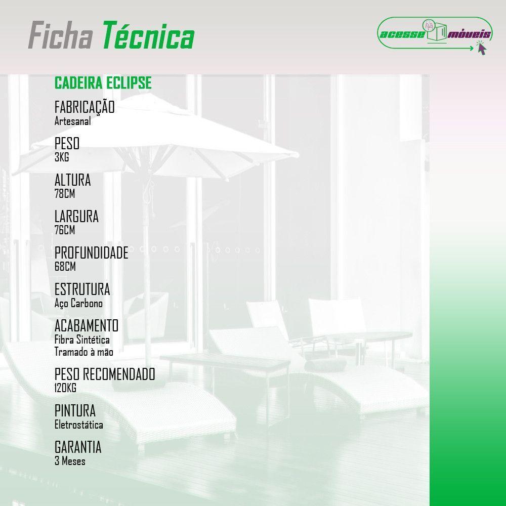 Kit 4 Cadeira De Área Eclipse Tramado Fibra Sintética E Aço Preto - 6