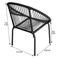 Kit 4 Cadeira De Área Eclipse Tramado Fibra Sintética E Aço Preto