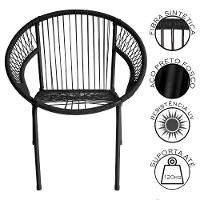 Kit 4 Cadeira De Área Eclipse Tramado Fibra Sintética E Aço Preto - 5