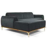 Sofá 230cm 4 Lugares Com Chaise Esquerdo Pés Gold Molino C-317 Veludo Cinza - Domi - 1