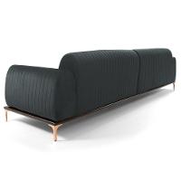 Sofá 230cm 4 Lugares Com Chaise Esquerdo Pés Gold Molino C-317 Veludo Cinza - Domi - 3